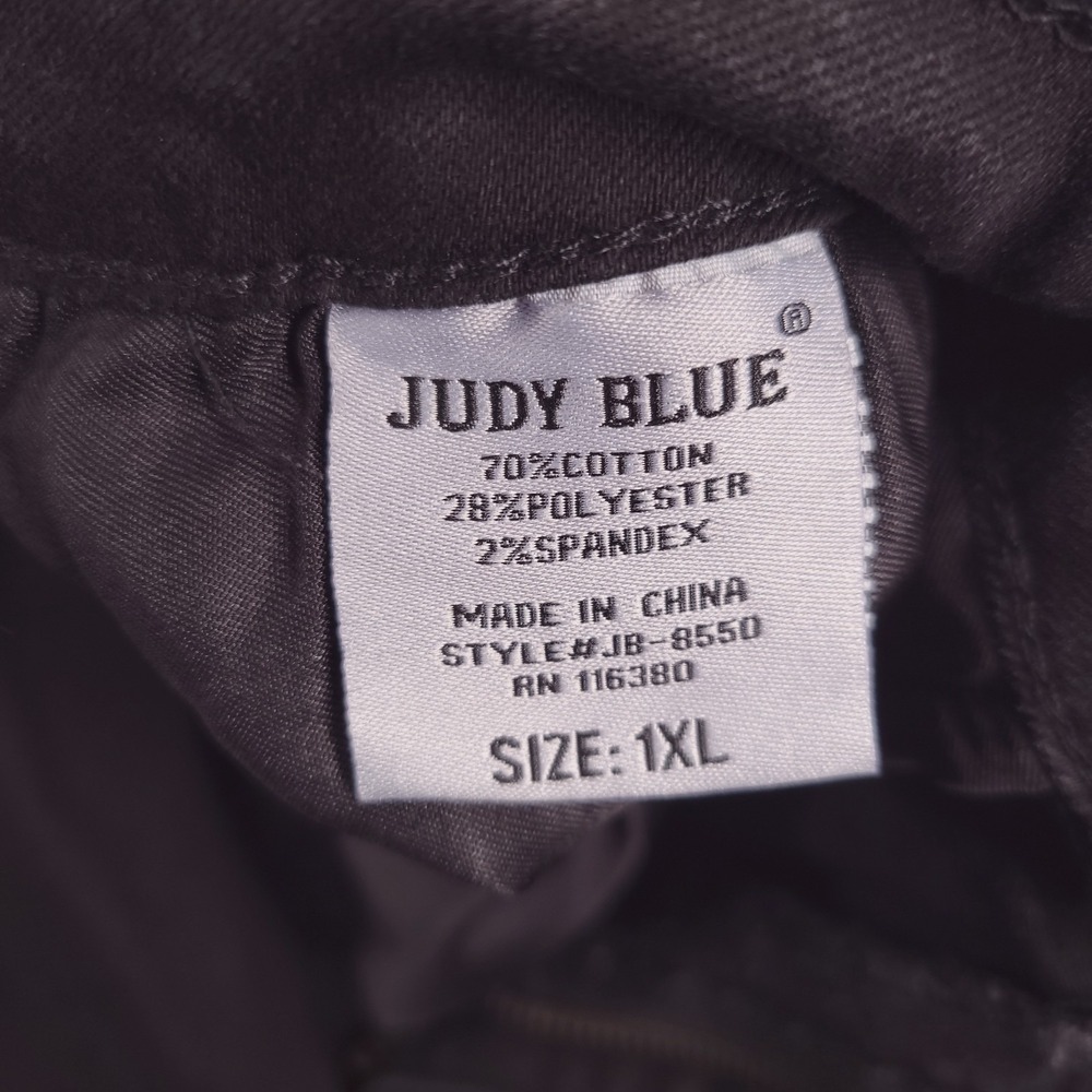 JUDY BLUE Jeans Size 1XL Skinny Fit Leopard Patch Black Stretch Denim - Picture 7 of 14